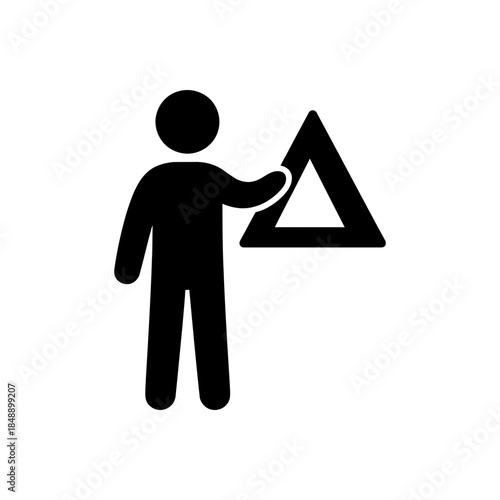 Man Holding Triangle Frame Icon
