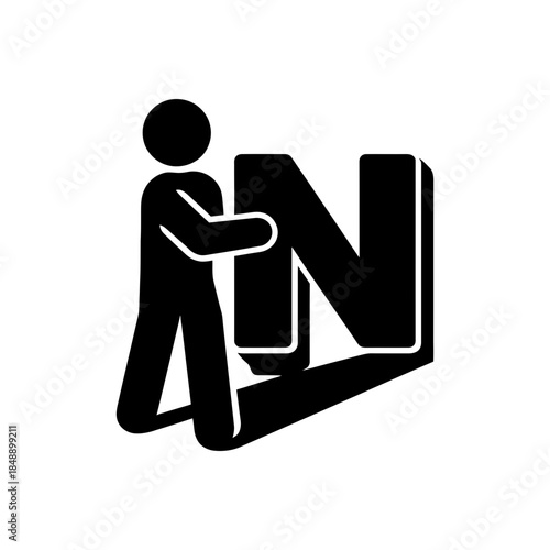 Man Holding N Alphabet Icon