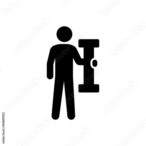 Man Holding I Alphabet Icon