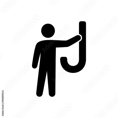 Man Holding J Alphabet Icon