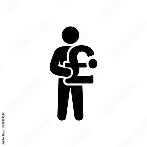 Man Holding Pound Currency Icon