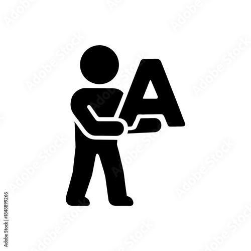 Man Holding A Alphabet Icon