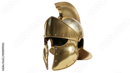 Canvas-taulu Golden Corinthian helmet isolated PNG, ancient Greek military headgear for histo