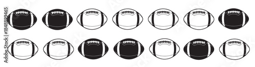 fifteen american footballs black and white graphic design