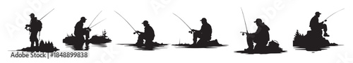 fisherman fishing silhouette illustration