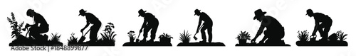 gardener silhouette clipart bundle gardening people