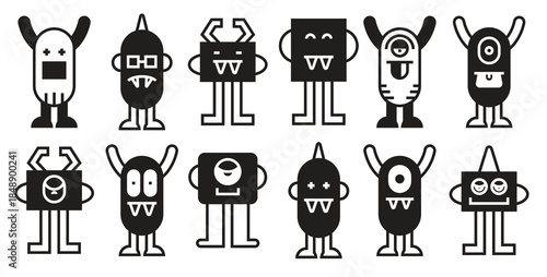 funny and cute monster icons 