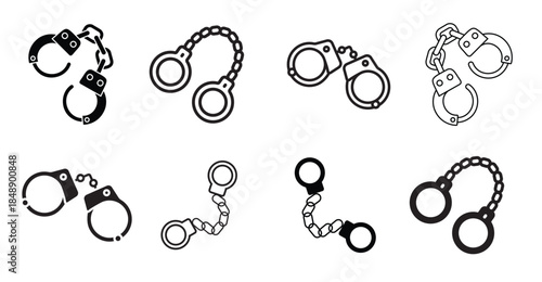 handcuffs vector icon set police illustration sign