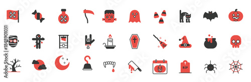 Set of Halloween related icons.