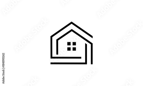 Free Download Minimalist House Outline Logo Design with Window Detail. - GFXLoad