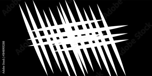 White shredded paper scraps, strips isolated on black background with clipping path, top view