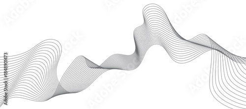 Abstract vector background with gray wavy lines. Abstract gray line wave background. 