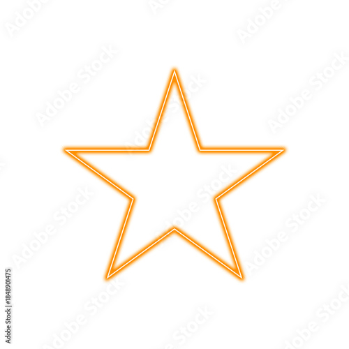 Vibrant Neon 5 Point Star Outline with Glowing Light Effect. PNG element  
