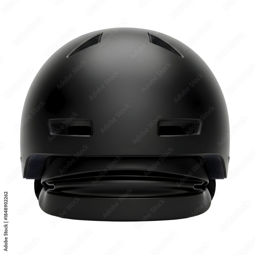 Fototapeta premium Black cycling helmet isolated on transparent background.
