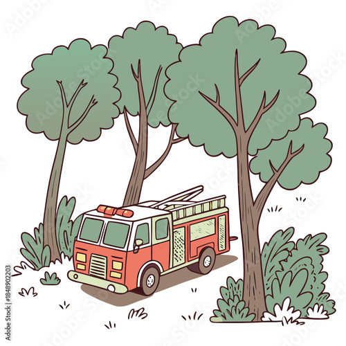 vector illustration of a tree with a car