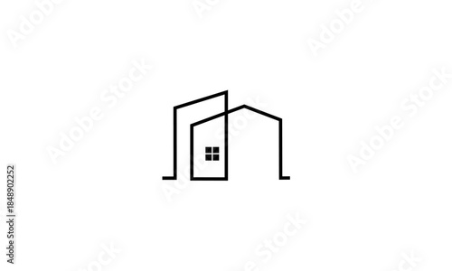 Minimalist Line Art Logo Design of Modern Buildings.