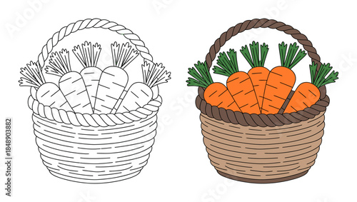 Wicker basket with carrots