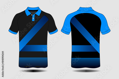 Stylish Black and Blue Sport Polo Shirt Design for Athletic Wear and Casual Use