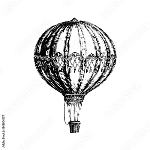 Vintage Hot Air Balloon Illustration