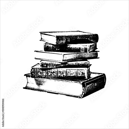 Vintage Stacked Books Illustration