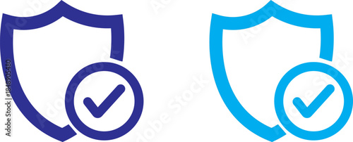 shield icon set with check mark. Protection approve icon. Approved safety icon.  icon with editable line stroke
