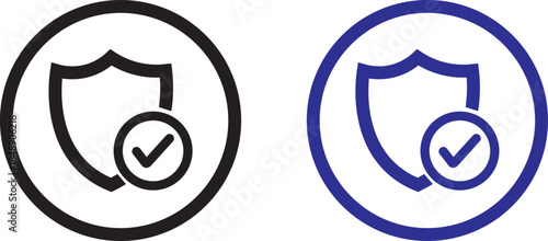 shield icon set with check mark. Protection approve icon. Approved safety icon.  icon with editable line stroke
