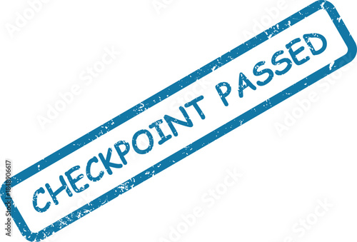 Blue grunge check unsuccessful rubber stamp with a textured border on a clean white background