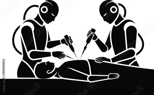 Robotic Surgery Team Performing Operation