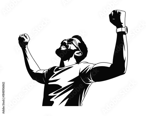 Man Celebrating Success with Fist Pump