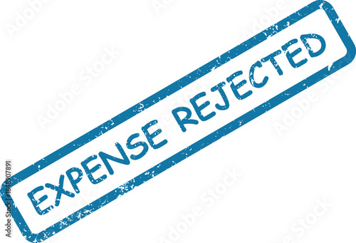 Blue rectangular rubber stamp impression displaying the bold text EXPENSE REJECTED on a white surface