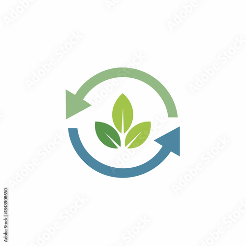 Sustainable Cycle with Green Leaves Illustrating Renewable Resources and Environmental Care