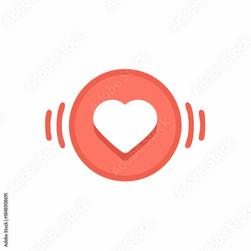 Vibrant Red Heart Icon Emitting Love Waves, Symbolizing Affection, Romance, and Digital Connection in a Contemporary Design