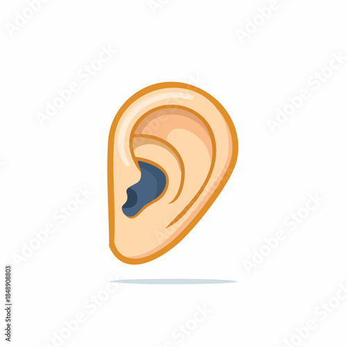 Human ear illustration depicting sound perception and body anatomy detailed vector image