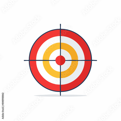 Bullseye Aim: Vibrant Red, Yellow and White Target with Crosshairs Illustrates Accurate Shot, Focus and Precision