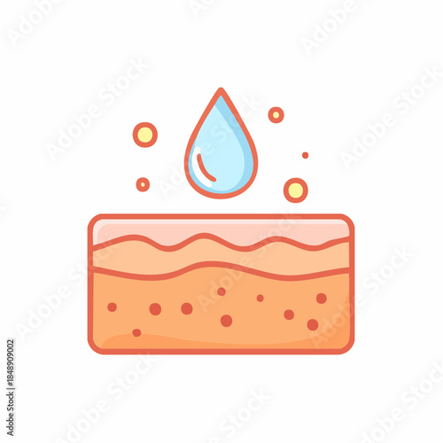 Hydrated Skin Layer: Moisture Drop Icon, Dermatology Concept, Healthy Skin Treatment and Hydration
