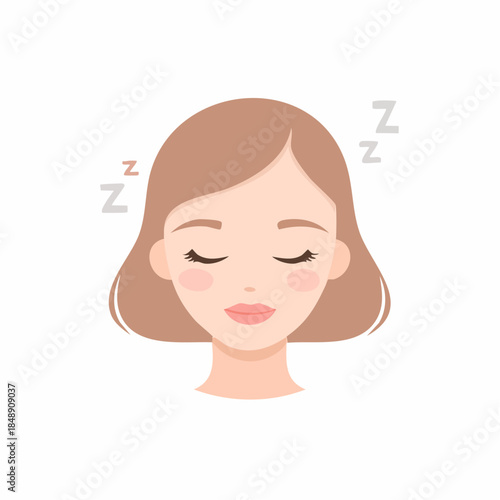Woman Sleeping Peaceful Sleep Nap Resting Zzz Symbol Sleepy Time Relaxation Illustration