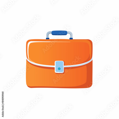 Orange briefcase illustration business accessory case for documents portfolio work and office equipment personal style