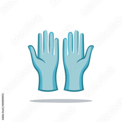 Illustration of Two Hands with Blue Medical Gloves: Protection and Hygiene Concept