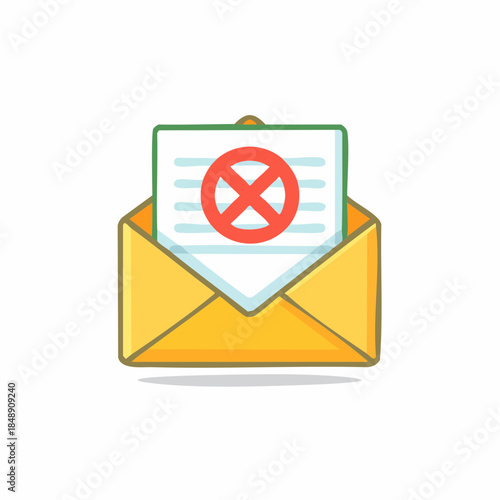 Email Spam Notification Alert Envelope with Red X Circle Icon
