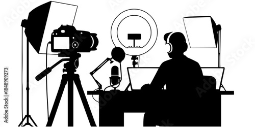 Video Podcast Recording Vodcast Equipment Silhouette