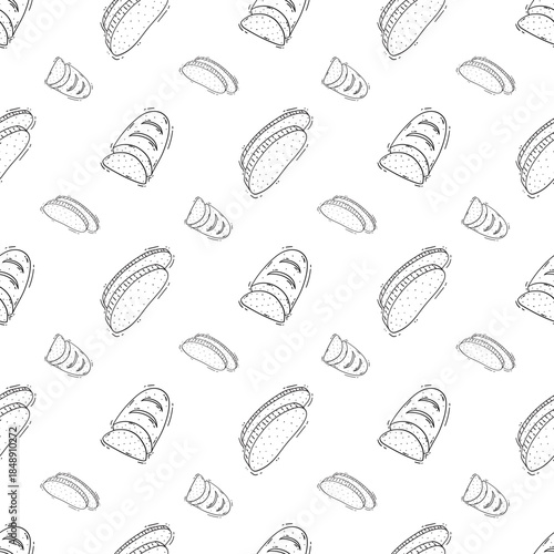 hand drawn bread seamless pattern background