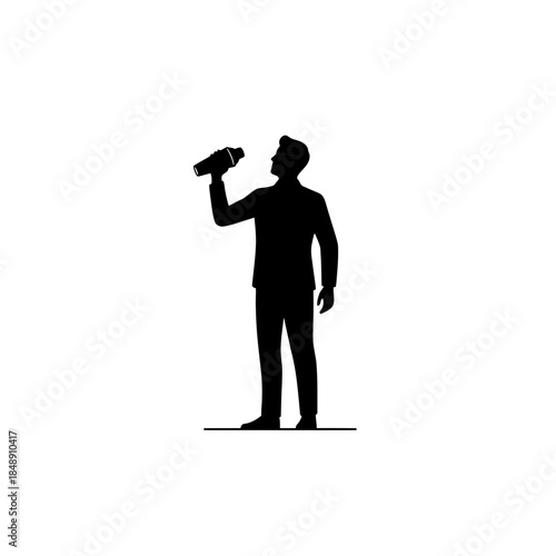 Bartender raising shaker recognition silhouette vector illustration