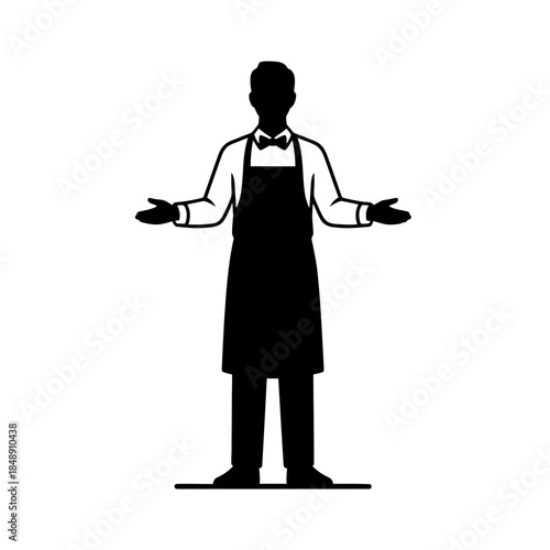 Bartender open hands hospitality silhouette vector illustration