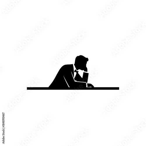 Bartender leaning listening posture silhouette vector illustration