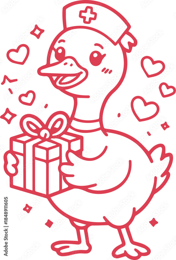Obraz premium Valentine Nurse Goose SVG