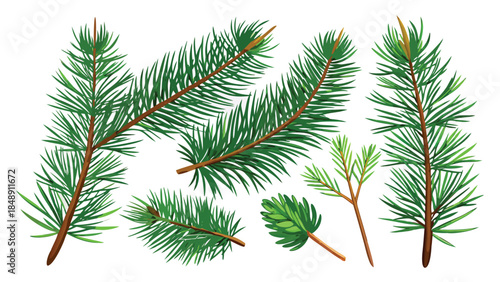 close-up of lush green Christmas tree branches, showcasing their texture and vibrant color against a soft background..eps