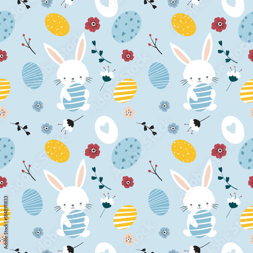 seamless pattern with easter rabbits