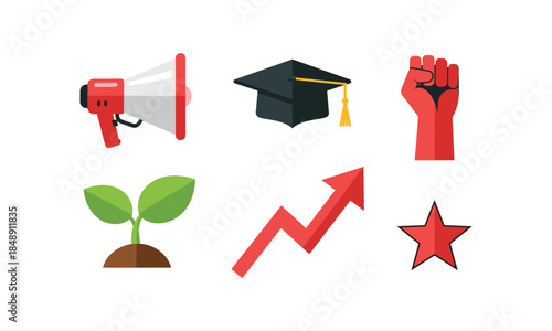 Black history month elements vector set bundle education power growth