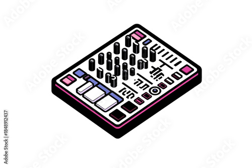 Modern electronic musical instruments. Dj tools illustrated. as bold vector SVG icons. Includes synthesizers, MIDI controllers, DJ tools, and digital music production devices
