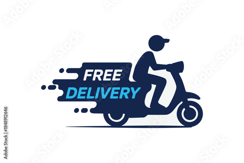 Free delivery service on scooter with box